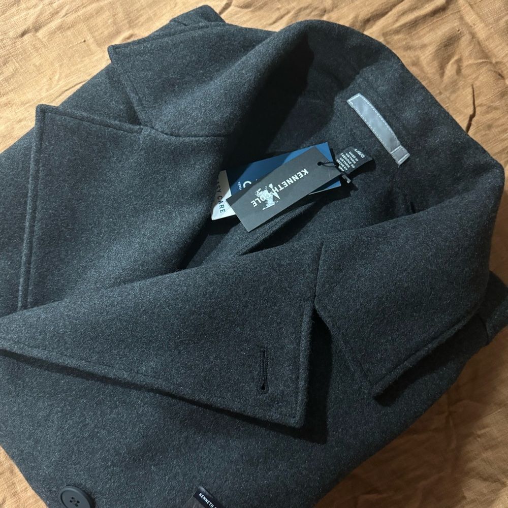 KENNETH COLE Sport MENS WOVEN DOUBLE-BREASTED PEACOAT Size L.